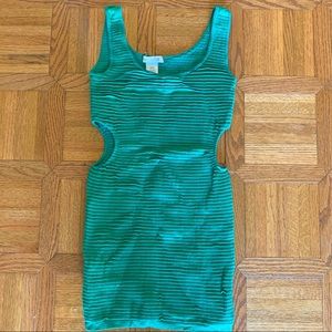 Green Stretchy Mini Dress with Cutouts